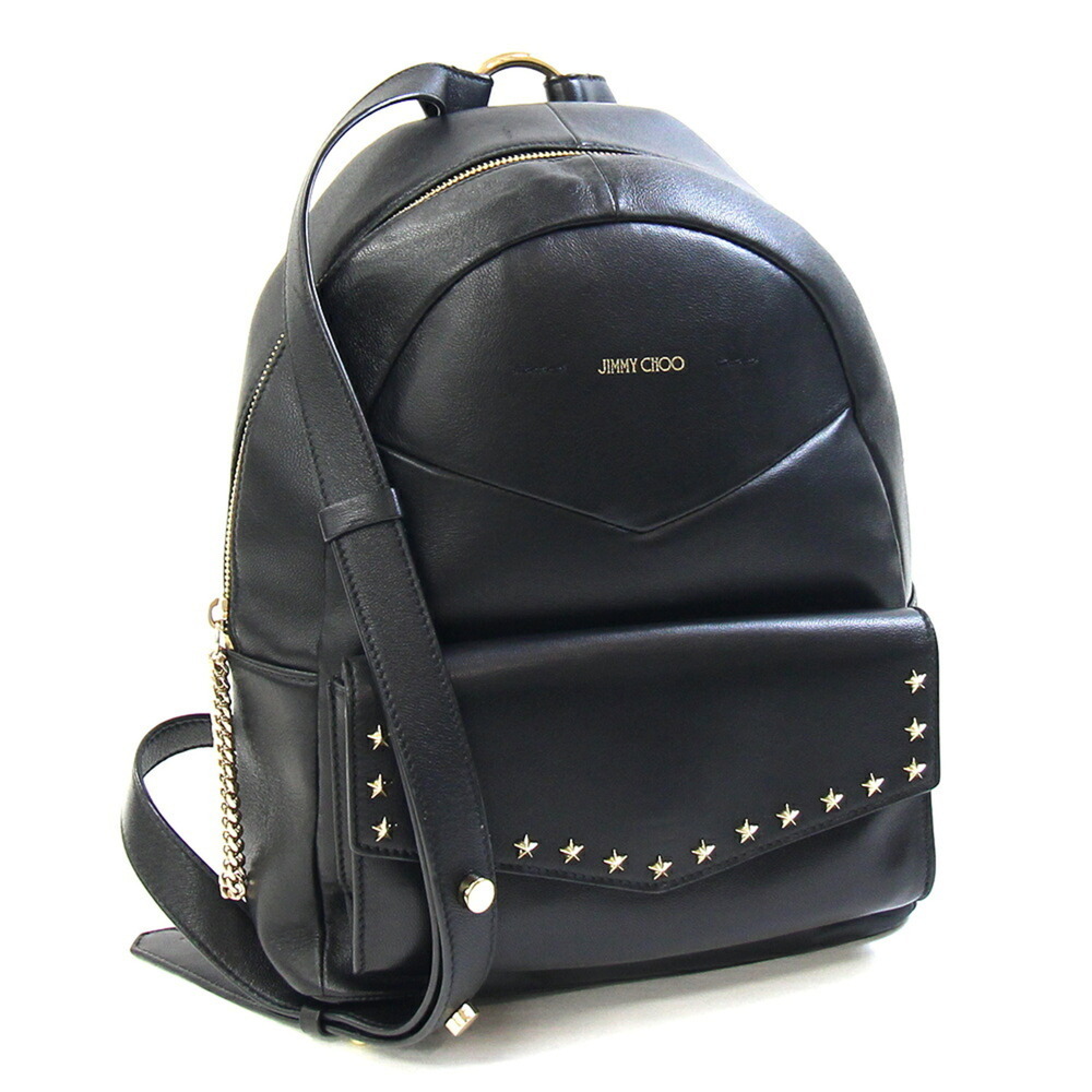 Jimmy Choo Cassie Star Studded Backpack, Black Leather, Women's Backpack